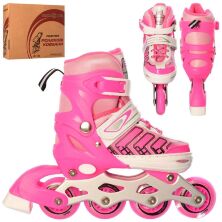 Ролики PROFI A4137-S-P розсувні розмір 31-34 устілка 18 см рама алюміній рожеві