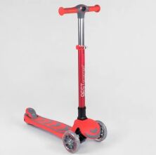 Триколісний самокат Best Scooter 67261 складаний кермо з фарою червоно-чорний