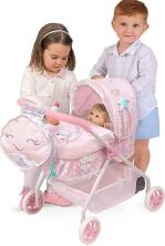 Коляска для ляльок DeCuevas 86041 Лялькова коляска-люлька з сумкою-рюкзаком. Серія Ocean Fantasy / Рожева**