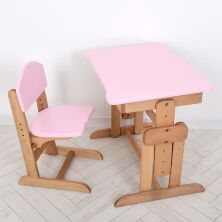 Дитяча дерев'яна регульована парта зі стільчиком 04-031PINK Рожева для Дівчинки**