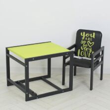 Дитячий Стільчик-трансформер для годування Graphite чорний-лайм