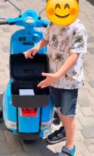 Дитячий електромобіль мотоцикл M 4939EL-4 Скутер Мопед VESPA PX 150 на колесах ЕВА / шкіряне сидіння / синій