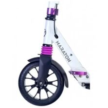 Складаний двоколісний самокат Maraton GMC 2022 Алюмінієвий з ручним гальмом/для дівчинки біло-фіолетовий