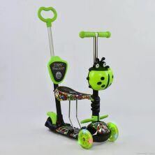 Самокат 5 в 1 триколісний 97630 Best Scooter Божа корівка абстракція салатовий