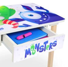Дитячий дерев'яний столик зі стільчиком і ящиком Bambi 803-4 Монстри**