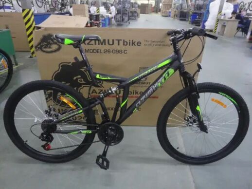 Підлітковий спортивний гірський велосипед AZIMUT DINAMIC колеса 26 дюймів FRD/сталева рама 18.5"/чорно-зелений