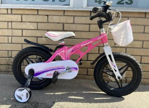 Дитячий велосипед магнієвий для дівчинки MARS NEW на дисках 14 дюймів рожевий