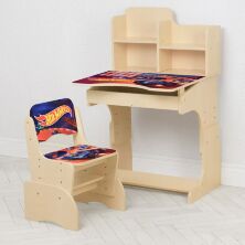 Дитяча регульована парта зі стільчиком растишка Bambi W 2071-114-1 "Хот Вілс Hot Wheels" венге світле**
