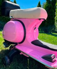 Дитячий електромобіль мотоцикл M 4939EL-8 Скутер Мопед VESPA PX 150 на колесах ЕВА / шкіряне сидіння / рожевий