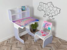 Дитяча парта шкільна растишка зі стільцем Єдиноріг 104, фіолетова ***