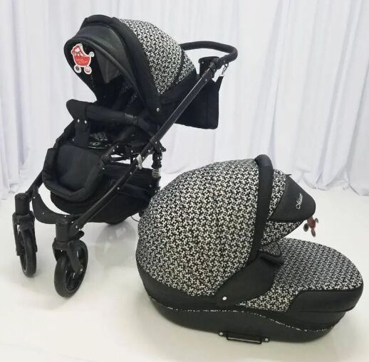 Коляска дитяча класична універсальна 2 в 1 MACAN Black-pattern чорна