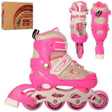 Ролики PROFI A4138-S-P розсувні розмір 31-34 устілка 18 см рама алюміній рожеві