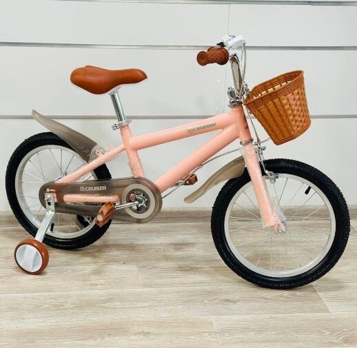 Дитячий алюмінієвий двоколісний велосипед 16 дюймів Maraton M01 з кошиком рожевий для дівчинки