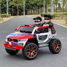 Дитячий двомісний електромобіль позашляховик джип BMW M 5850EBLR-1 шкіряне сидіння білий