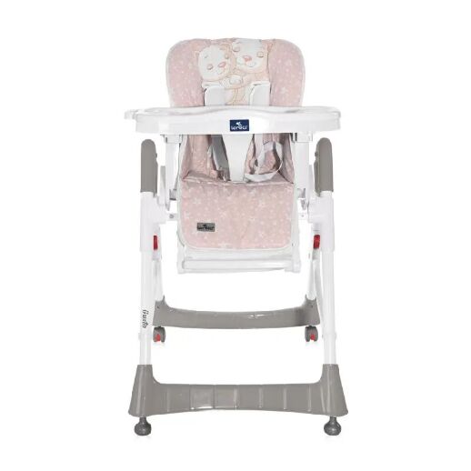 Стільчик для годування Lorelli (Bertoni) Gusto Satin Pink Hug Рожевий "Ведмедики". Дитячий стілець для годування