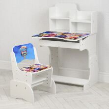 Дитяча регульована парта зі стільчиком растишка Bambi W 2071-117-1 "Щенячий патруль" біла**