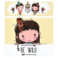 Дитячий стіл дерев'яний зі стільчиком Bambi BSM1-07 Індіанці білий**