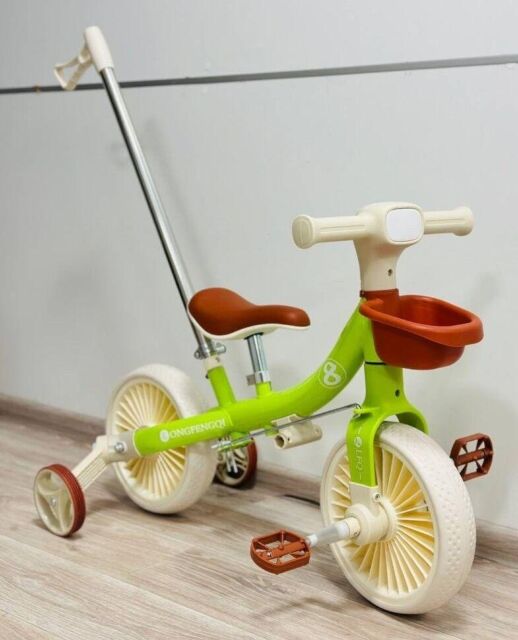 Дитячий біговел-велобіг 4в1 Maraton 518 велосипед з батьківською ручкою салатовий