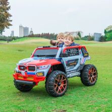 Дитячий двомісний електромобіль позашляховик джип BMW M 5850EBLR-11 шкіряне сидіння сірий