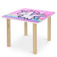 Дитячий дерев'яний столик з двома стільчиками Bambi 506-65 Єдиноріжок Поні для дівчинки Рожевий**