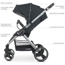 Дитяча прогулянкова коляска El Camino ME 1053N DYNAMIC PRO Onyx з регульованим ручкою/навантаження до 22 кг Чорна