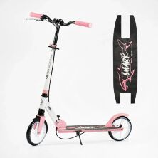Складаний двоколісний самокат Best Scooter 31010 SHARK з ручним гальмом і амортизатором. Для дівчинки рожевий