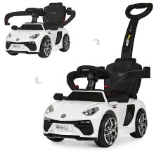 Дитяча каталка-толокар машина електромобіль 2 в 1 Lamborghini M 3591L-1 біла з батьківською ручкою