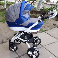 Коляска дитяча класична універсальна 2 в 1 MACAN Grey-Blue сіро-блакитна