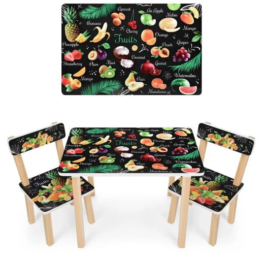 Дитячий пластиковий столик з двома стільчиками Bambi ETZY-13 бежево-коричневий