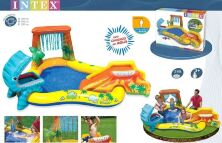 Надувний дитячий басейн INTEX Ігровий центр з гіркою 57444 Динозаври / довжина 249см*191см
