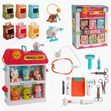Дитяча ветеринарна клініка YY 6028 вертоліт, 6 тварин, інструменти лікаря, звук, підсвічування