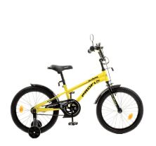 Двоколісний дитячий велосипед 18 дюймів PROFI Y18214-1 Shark з додатковими колесами / жовто-чорний**