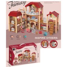 Будиночок для ляльок триповерховий 2022-108A ляльковий Дім пластиковий з меблями і собачкою