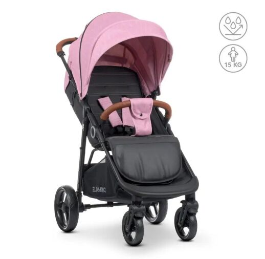Прогулянкова коляска дитяча El Camino ME 1024 X4 Pink Lines з чохлом на ніжки та дощовиком Рожева для дівчинки