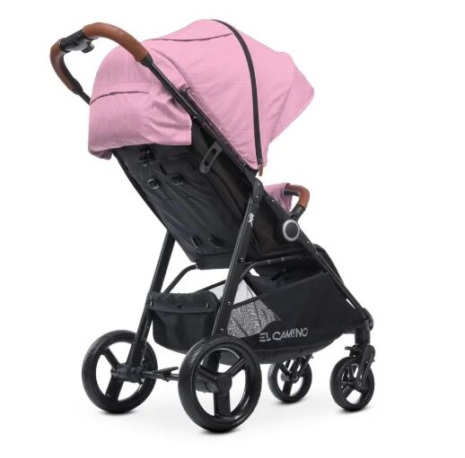 Прогулянкова коляска дитяча El Camino ME 1024 X4 Pink Lines з чохлом на ніжки та дощовиком Рожева для дівчинки