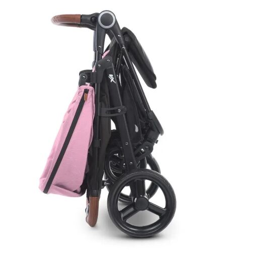 Прогулянкова коляска дитяча El Camino ME 1024 X4 Pink Lines з чохлом на ніжки та дощовиком Рожева для дівчинки