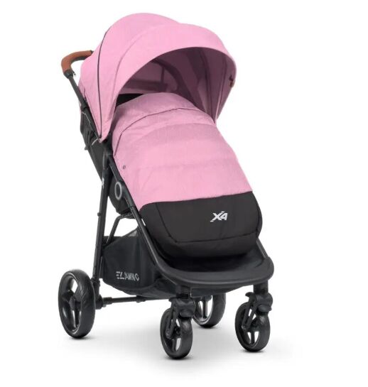 Прогулянкова коляска дитяча El Camino ME 1024 X4 Pink Lines з чохлом на ніжки та дощовиком Рожева для дівчинки