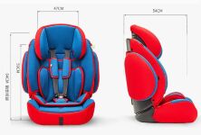 Дитяче автокрісло-бустер Happy Dino (група 1-2-3 від 9 до 36 кг) анти-бічне дотик червоне