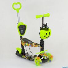 Самокат 5 в 1 триколісний 55945 Best Scooter Божа корівка абстракція салатовий