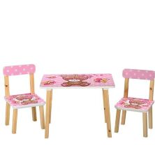 Дитячий стіл з двома стільчиками Bambi 501-9 Рожевий Ведмедик