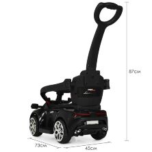 Дитяча каталка-толокар машина електромобіль 2 в 1 Lamborghini M 3591L-2 чорна з батьківською ручкою