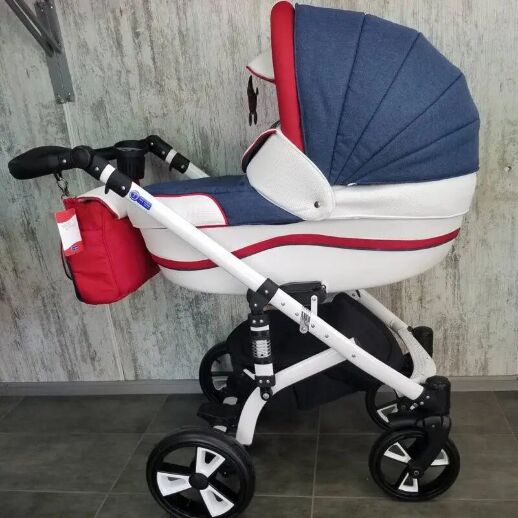 Коляска дитяча класична універсальна 2 в 1 MACAN Blue-red синьо-червона