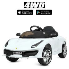 Дитячий одномісний електромобіль Машина Bambi 4WD M 4700EBLR-1 СпортКар Ferrari на EVA колесах з MP3 білий**