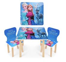 Дитячий дерев'яний столик з двома стільчиками Bambi 506-48-2 "Холодне серце" FROZEN для дівчинки Блакитний**