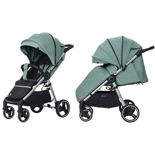 Прогулянковий дитячий візок CARRELLO Pulse CRL-5507 Basil Green з дощовиком / КОЛЯСКА дитяча зелена
