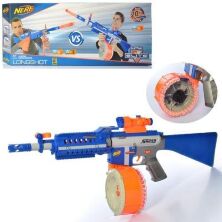 Дитячий Іграшковий автомат Бластер-кулемет NERF 009 з обертовим барабаном і м'якими кулями на присосках