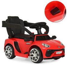 Дитяча каталка-толокар машина електромобіль 2 в 1 Lamborghini M 3591L-3 червона з батьківською ручкою **