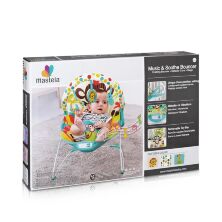 Дитячий шезлонг-качалка Bambi 6876 з регульованою спинкою / музика та вібро / жовто-зелений**