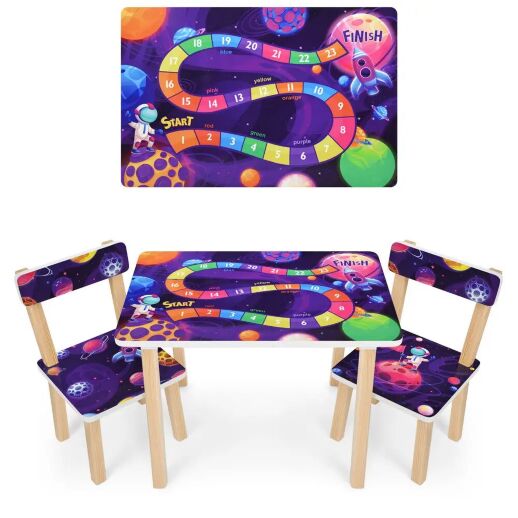 Дитячий пластиковий столик з двома стільчиками Bambi ETZY-13 бежево-коричневий