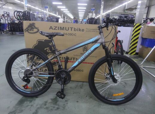 Гірський спортивний однопідвісний велосипед AZIMUT Extreme 26 дюймів GFRD / SHIMANO / сіро-блакитний